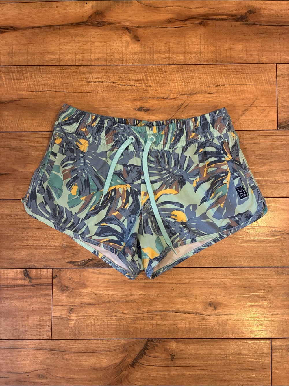 Salt Life Mint Tropical Print Board Shorts with Drawstring